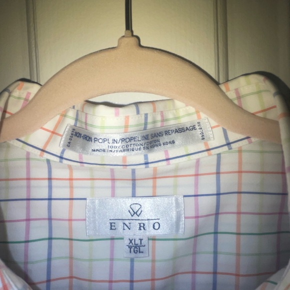 Enro Men’s Multi-color No-iron Button Down Short Sleeve Shirt XLT - Picture 3 of 5